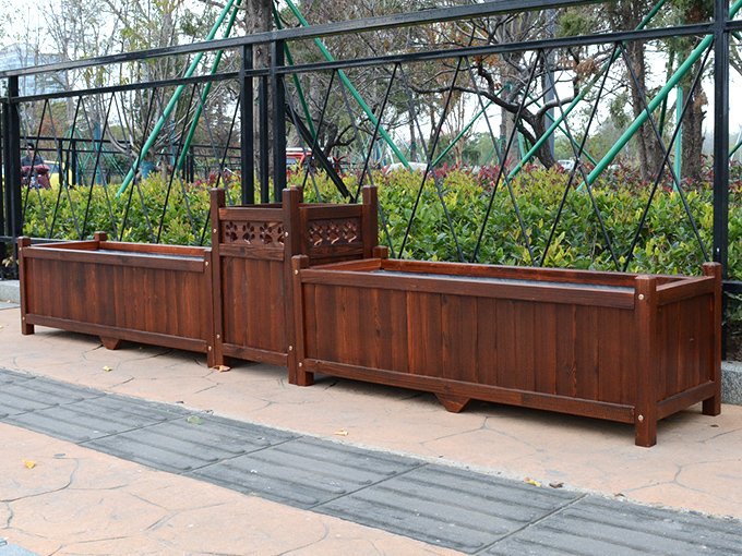 Maceta plana de madera para flores