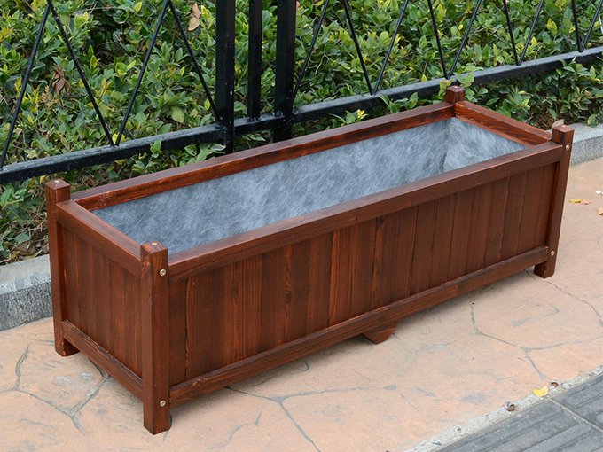 Maceta plana de madera para flores