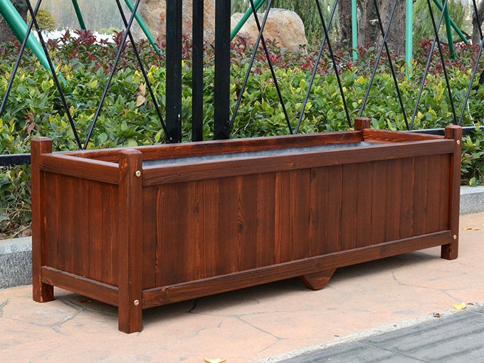 Maceta plana de madera para flores