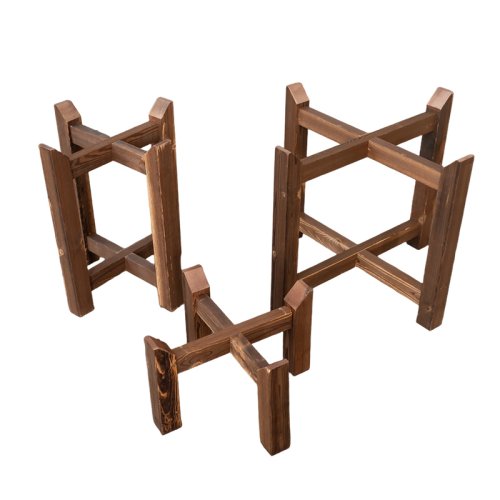 Soporte de madera para macetas