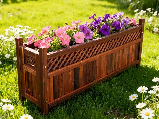 Maceta de madera estilo chino