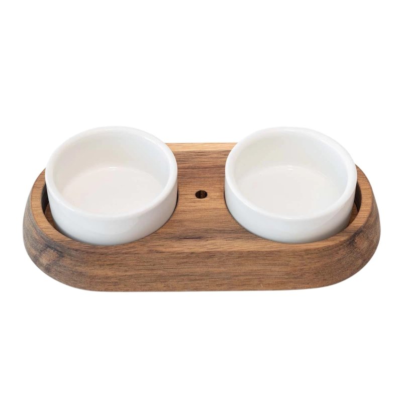 Acacia wood base with ceramic dip bowl #EVS200005