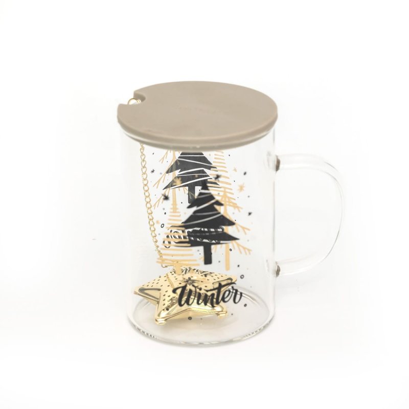 Glass cup with silicone lid，500ml #EVS270030