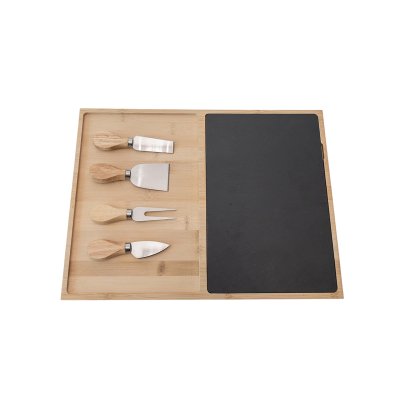 Bamboo and slate cutting board with utensils EVS170046