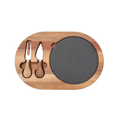 Acacia wood and slate cutting board with utensils EVS170026