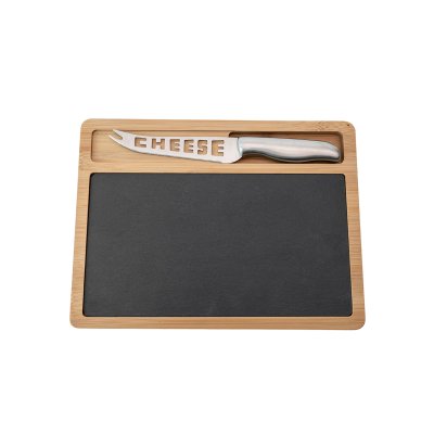 Bamboo and slate cutting board with knife EVS170052