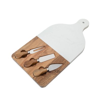 Acacia wood and marble cutting board with utensils EVS170054