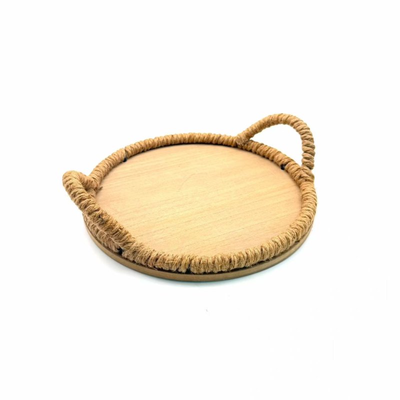  Rubber Wood & hemp rope 30cm #EVS190045