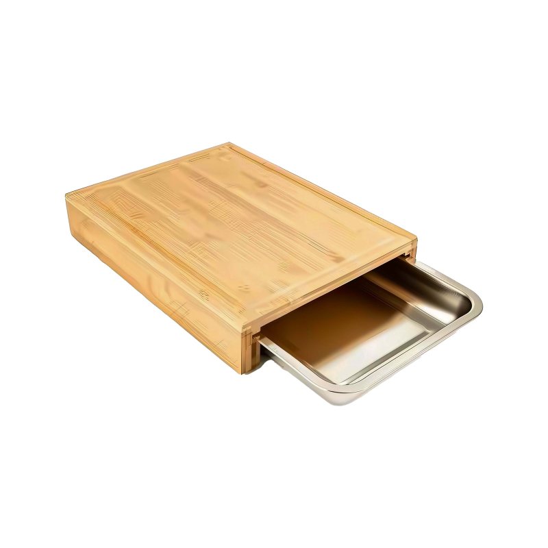 Bamboo cutting board with SS tray #EVS170079