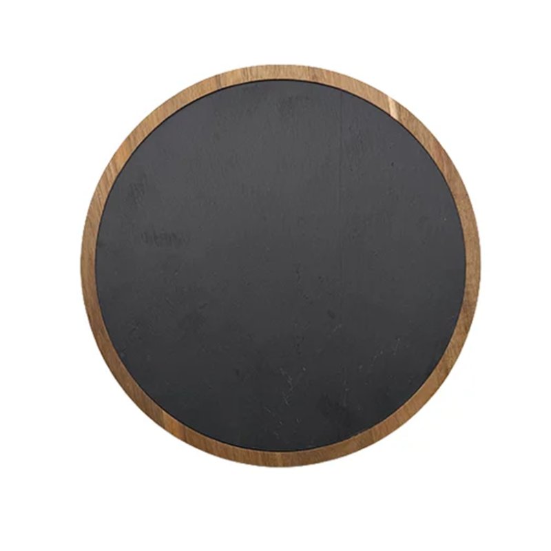 Acacia wood&Slate Rotating Serving Tray #EVS170166