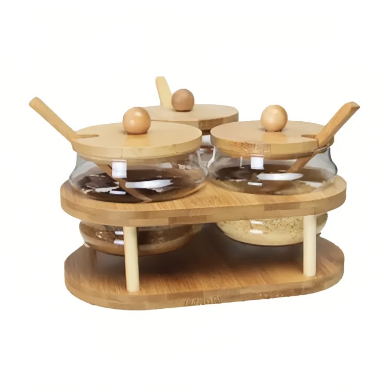 Glass spice jar with bamboo base #EVS130032