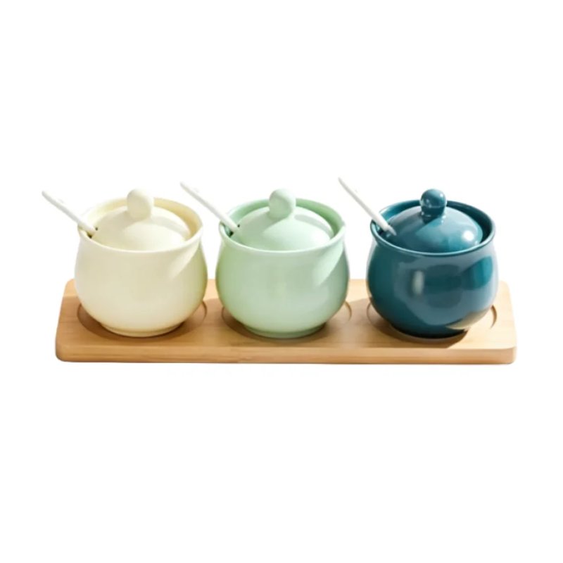 Spice jars with bamboo base #EVS130018