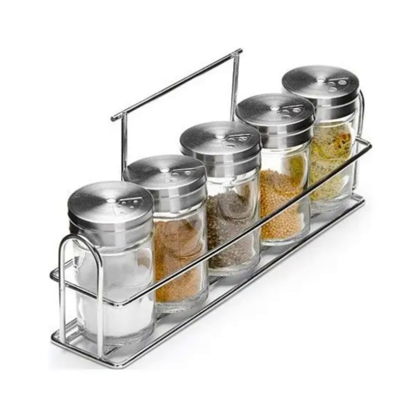 Glass spice jars with SS rack #EVS130019