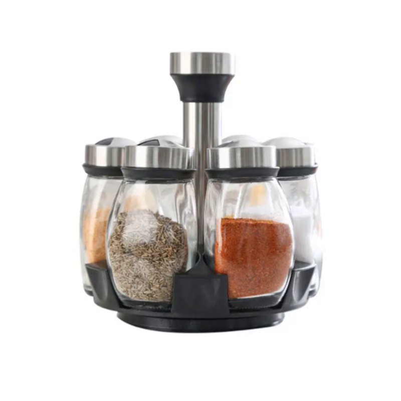Glass spice jars with PP rack #EVS130021