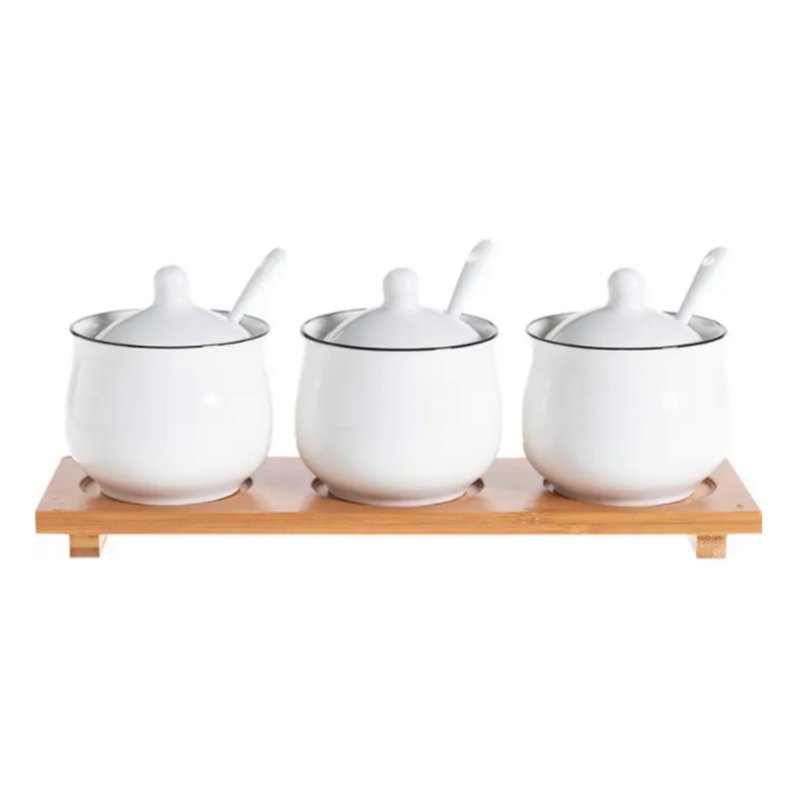 Spice jars with bamboo base #EVS130017
