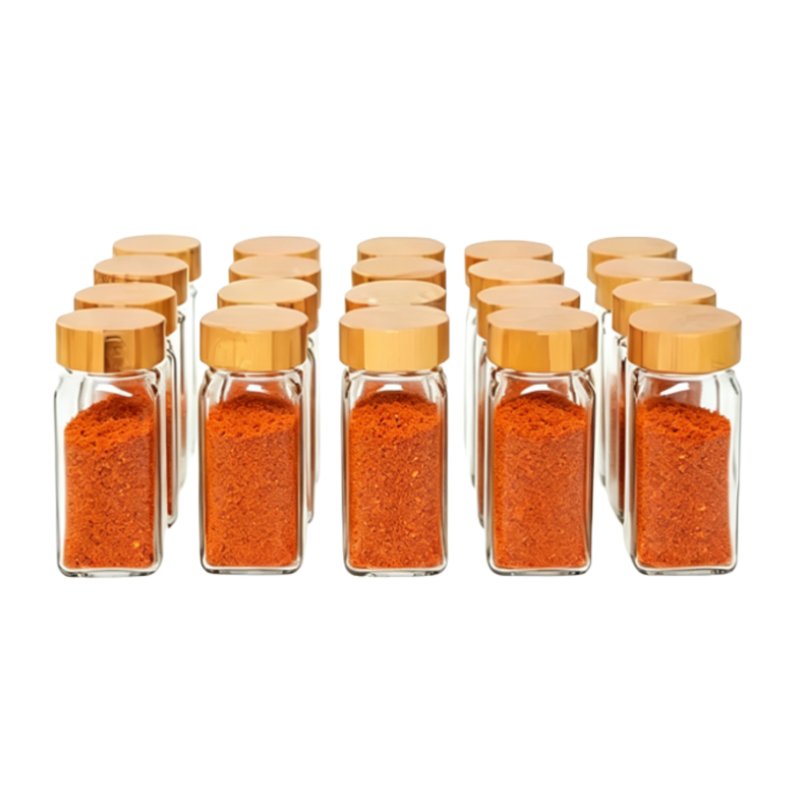 Glass spice jars with bamboo lid #EVS130015