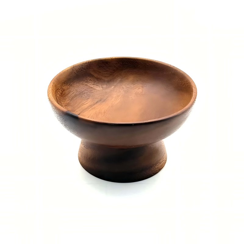 Elevated Round Acacia Wood Pedestal Bowl for Snack Fruit Decor Table Centerpiece Storage