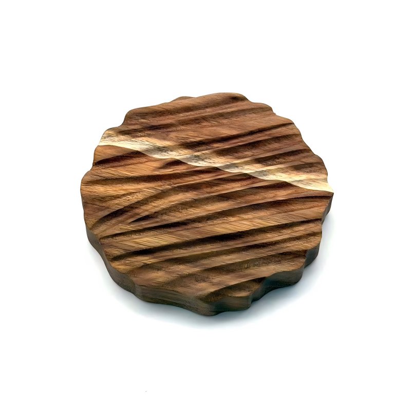 Irregular Rippled Edge Acacia Wood Trivet Board for Table Heat Insulation Decor Serving Tray