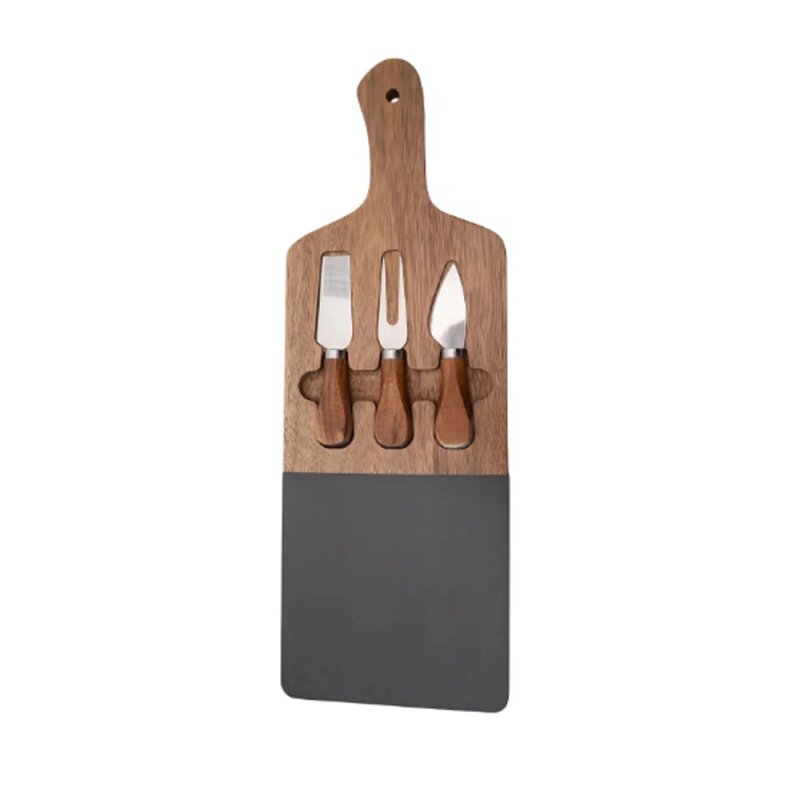 Acacia wood and marble cutting board with utensils 45cm #EVS170017