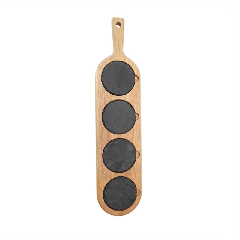 Rubber wood and slate cutting board 59.5cm #EVS170049