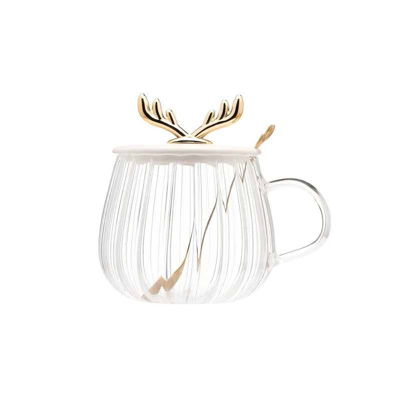 Christmas glass cup with lid #EVS270053