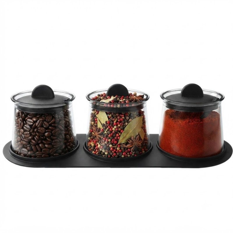 Glass spice jar with PP base #EVS130026