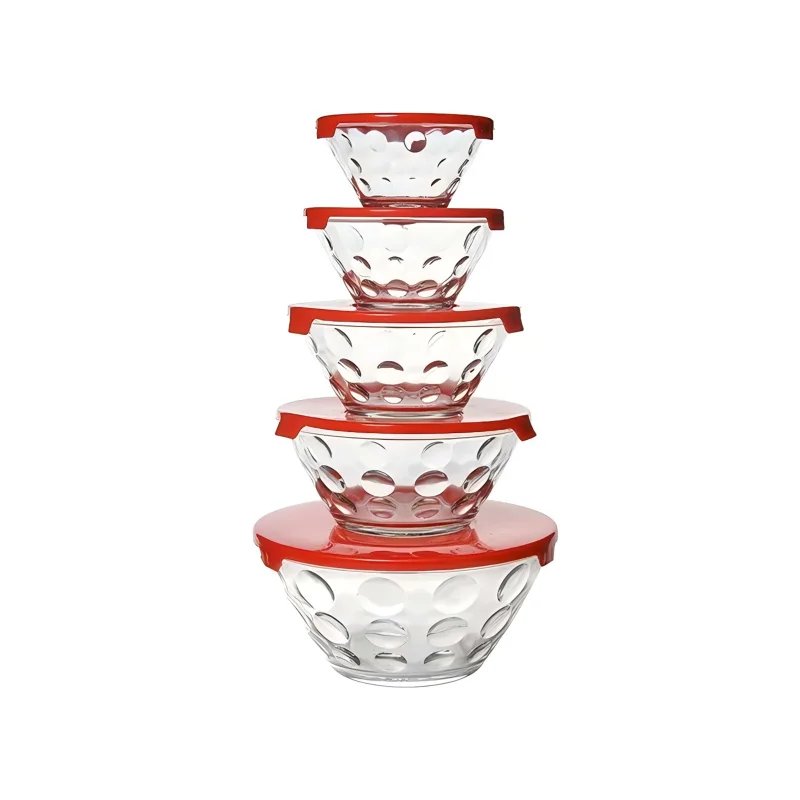 Salad bowl with embossed design and colorful lid #EVS150002