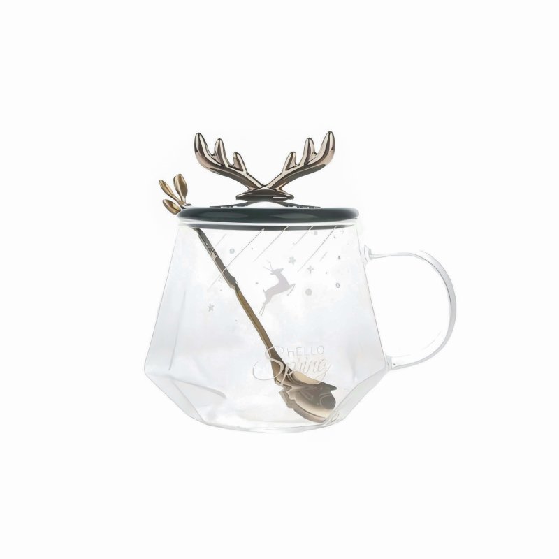 Christmas glass cup with lid #EVS270054