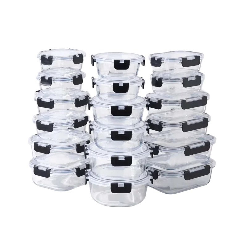 Glass Lunch Box 1050ml 650ml 370ml;Square: 800ml 520ml 330ml #RSRS12