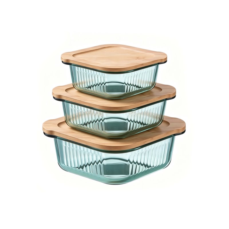 High-Borosilicate Glass Food Container With Bamboo Lid