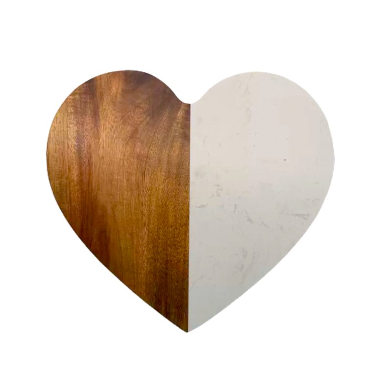 Heart-Marble Acacia Wood Cutting Board for Charcuterie, Cheese and Romantic Table Food Serving