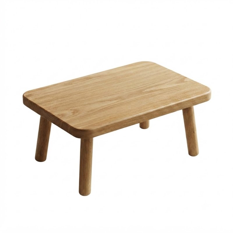 Rectangular Solid Rubber Wood Table, Mini Low Stool for Indoor Display and Household Use