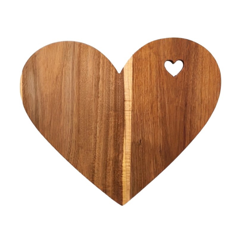 Solid Acacia Wood Heart-Shaped Cutting Board for Charcuterie, Food Prep and Romantic Table Serving