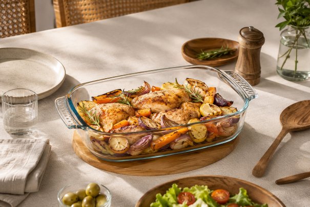 Best Seller | Rectangular Heat-Resistant Borosilicate Glass Baking Tray Set for Modern Kitchens
