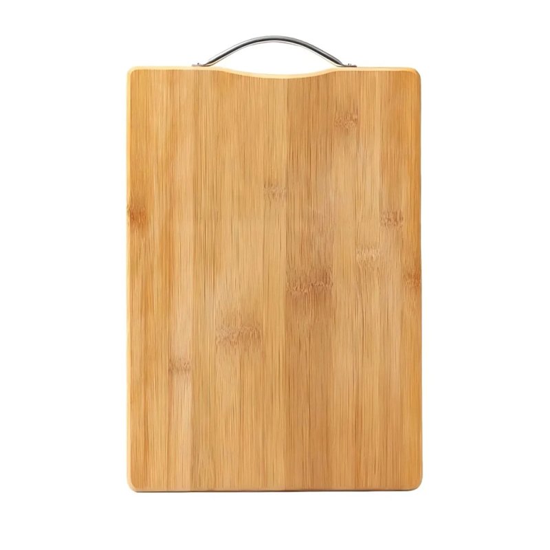  Rectangular Natural Bamboo Cutting Board with Detachable Metal Handle for Kitchen Prep