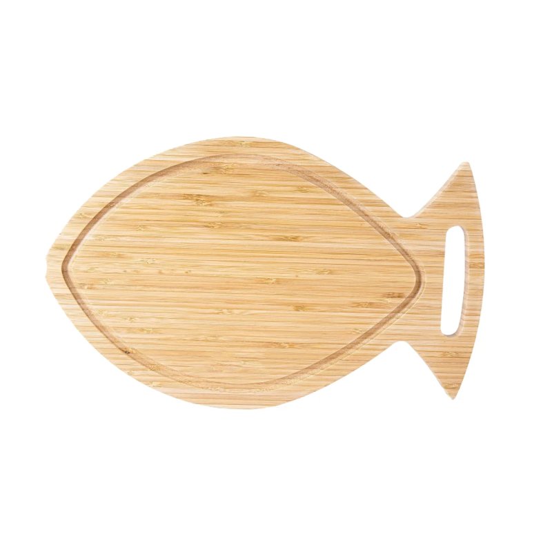 Fish-shaped Bamboo Cutting Board With Handle For Seafood, Snacks And Appetizer Serving
