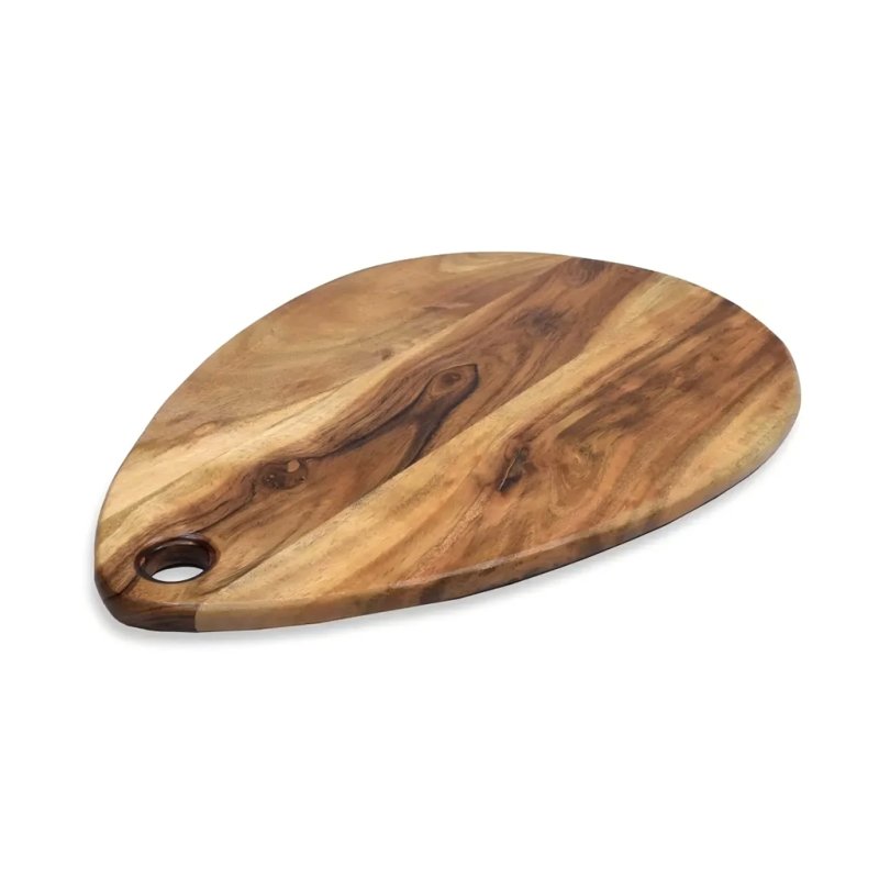 Teardrop Acacia Wood Serving Board With Hanging Hole For Charcuterie And Snack Serving