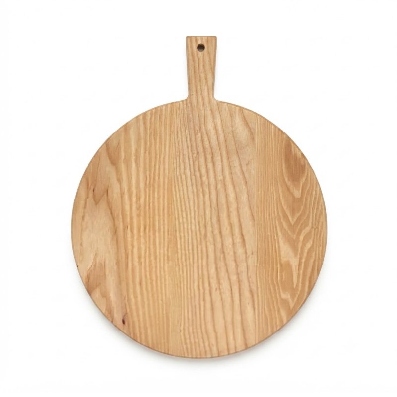 Round Handled Ash Wood Cutting Board For Pizza Bread Cheese Charcuterie Serving Paddle