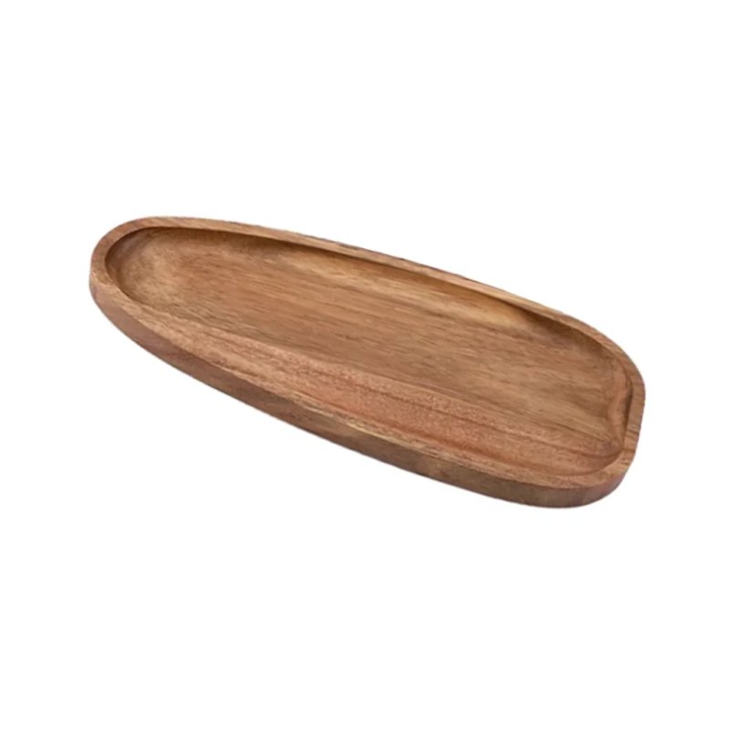 Irregular teardrop Acacia wood tray for serving snacks, desserts and appetizers at home