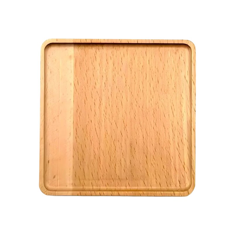 Square Beech Wood Serving Tray for Coffee Cup Snack Tea Food Table Decor