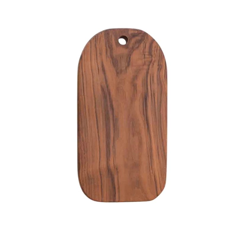 Oblong Walnut Wood Serving Board with Rounded Corners and Hanging Hole