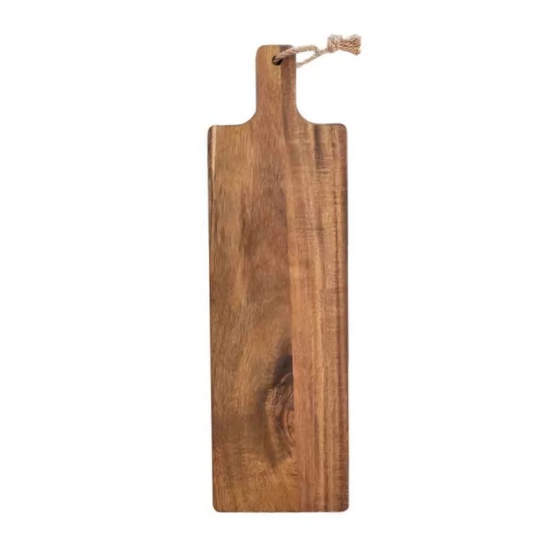 Acacia Wood Long Paddle Serving Board with Natural Jute Hanging Rope