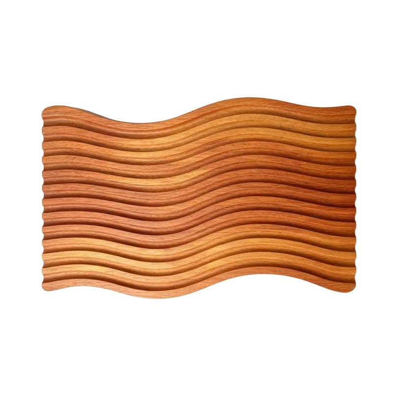 Wavy Carved Solid Wood Serving Board with Wave Groove Texture for Food Display