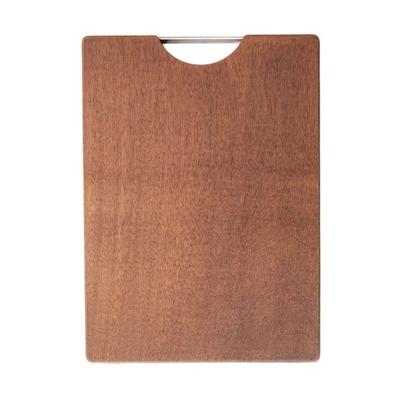 Sapele Wood Rectangular Cutting Board With Built-in Metal Handle For Kitchen Food Prep