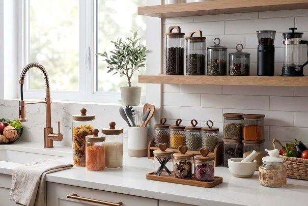 How to Organize a Modern Kitchen with Glass Storage Jars?