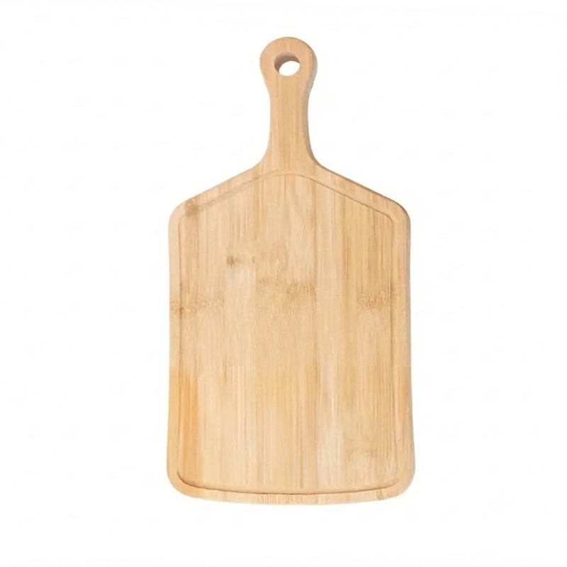  Bamboo Paddle Serving Board With Juice Groove Hanging Handle For Food Display