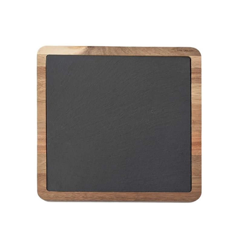  Square Acacia Wood Frame Slate Board For Cheese Charcuterie Food Serving Platter