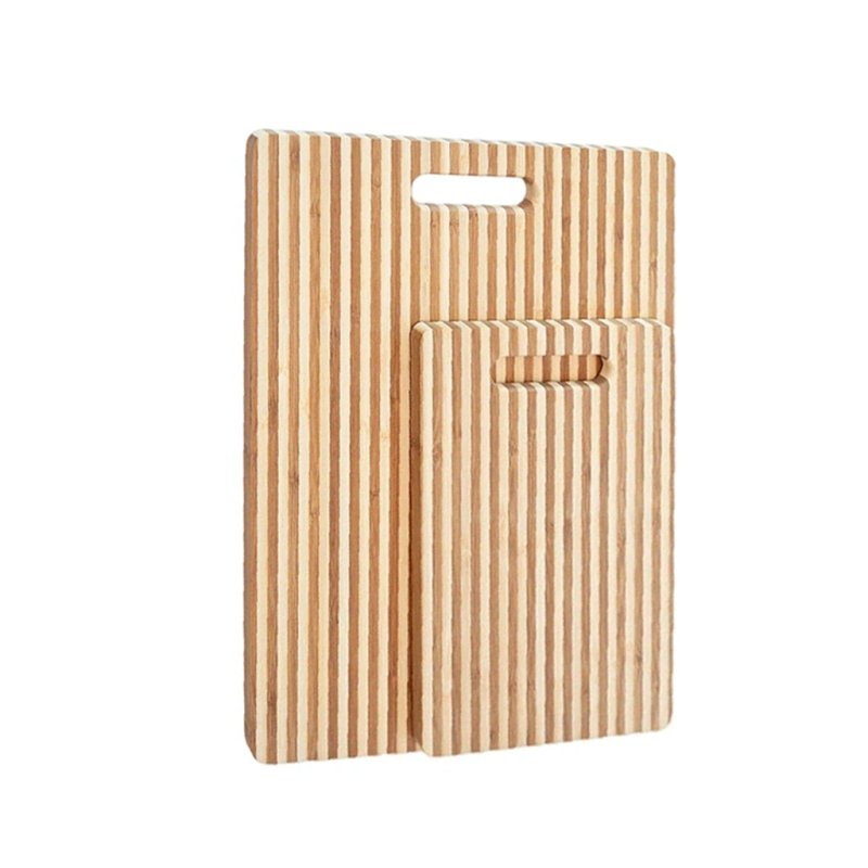  Striped Bamboo Rectangular Cutting Board Set With Handle Hole For Kitchen Food Prep