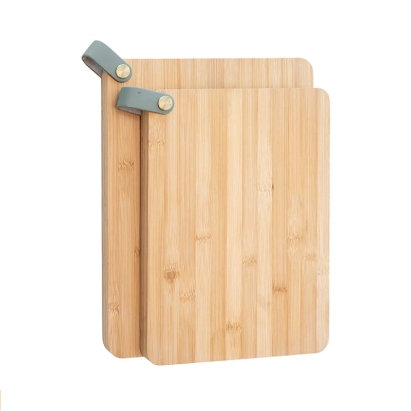  Rectangular Bamboo Serving Board Set With Leather Hanging Straps For Food Display