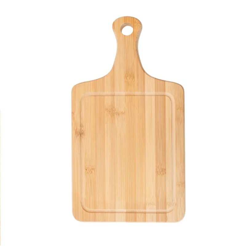  Rectangular Bamboo Paddle Board With Juice Groove Handle For Cheese Food Serving